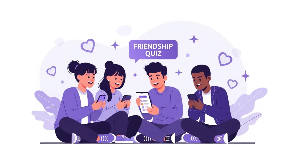 Friends taking a best friend test on their phones