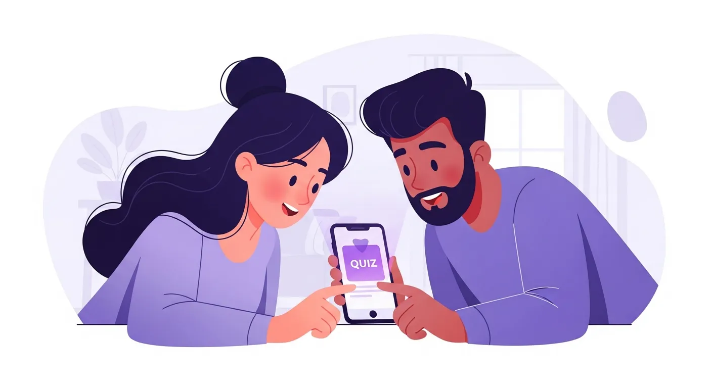 Two best friends looking at a BFF test quiz on a phone