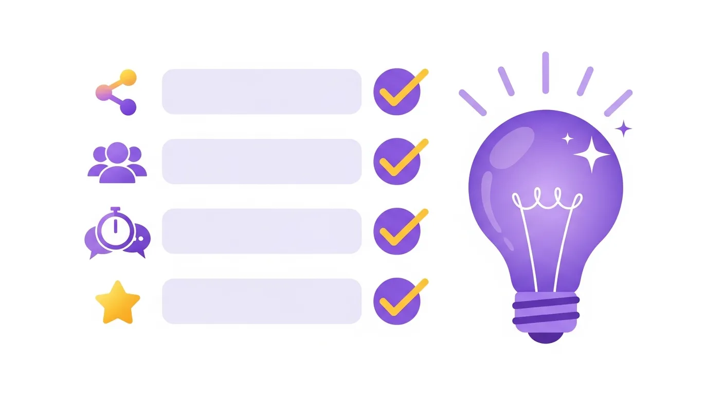 Illustrated checklist showing tips for making your friendship quiz spread and go viral